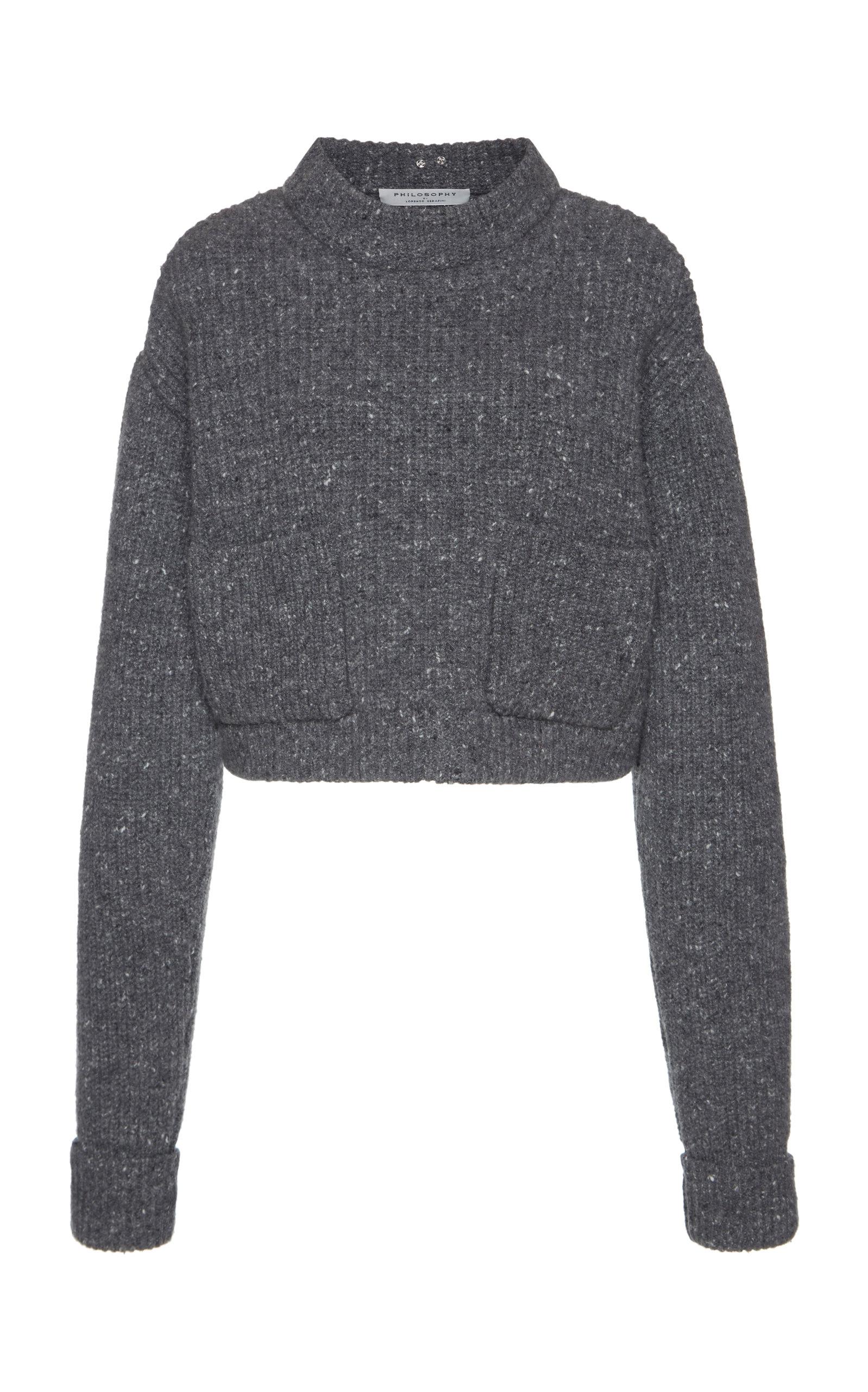 Philosophy Di Lorenzo Serafini Cropped Wool Sweater In Grey | ModeSens