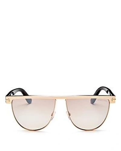 Shop Tom Ford Women's Stephanie Mirrored Flat Top Round Sunglasses, 60mm In Gold/silver