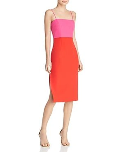 Shop Milly Color-block Dress In Tomato/ras