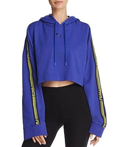 Shop Fenty X Puma Fenty Puma X Rihanna Cropped Hooded Sweatshirt In Blue