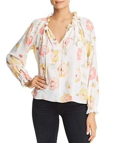 Shop Red Haute Floral-print Smocked Peasant Top In Natural