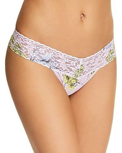 Shop Hanky Panky Low-rise Printed Lace Thong In Pink Multi