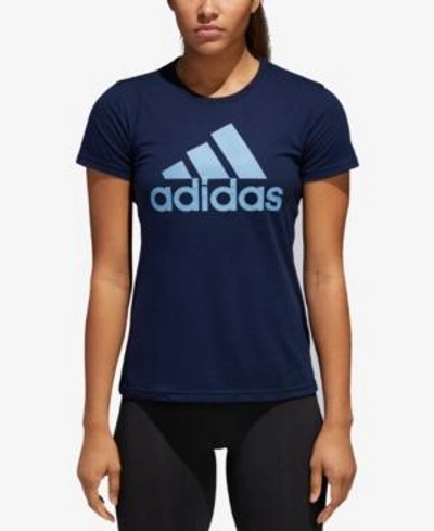 Shop Adidas Originals Adidas Classic Logo T-shirt In Collegiate Navy / Ash Blue