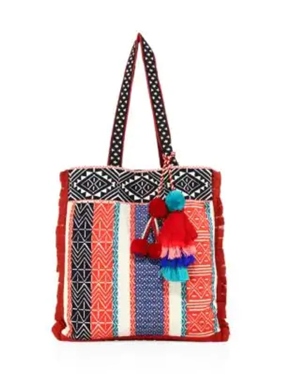 Shop Figue Baja Canvas Tote In Red Multi