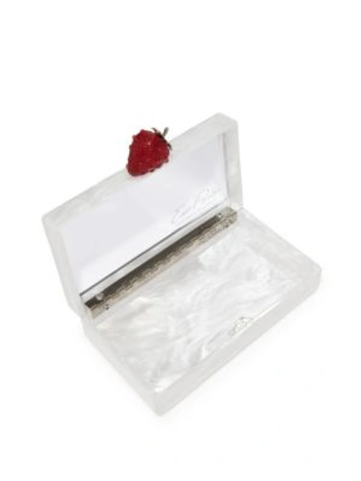 Shop Edie Parker Jean Strawberry Acrylic Clutch In White