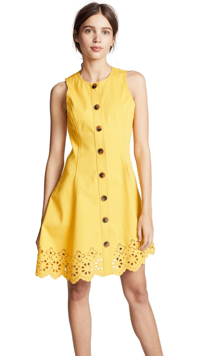 Shop Derek Lam 10 Crosby Button Down Dress In Saffron