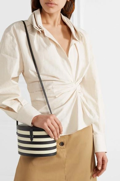 Shop Hunting Season Oval Trunk Striped Leather Shoulder Bag