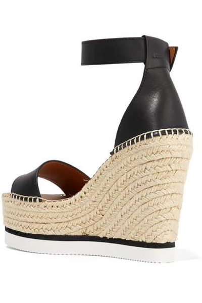 Shop See By Chloé Leather Espadrille Wedge Sandals In Black