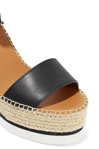 Shop See By Chloé Leather Espadrille Wedge Sandals In Black