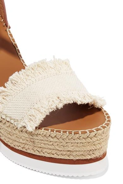 Shop See By Chloé Canvas And Leather Espadrille Wedge Sandals In Tan