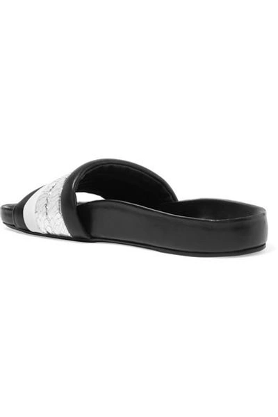 Shop Isabel Marant Hellea Smooth And Cracked Mirrored-leather Slides In Black