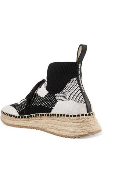 Shop Alexander Wang Dakota Stretch-knit Espadrille Sneakers In Black