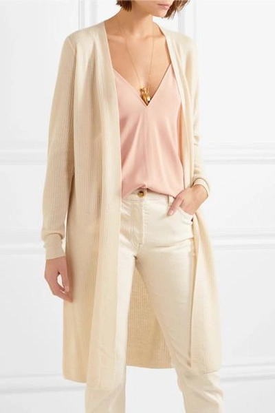 Shop Theory Torina Waffle-knit Cashmere Cardigan In Beige