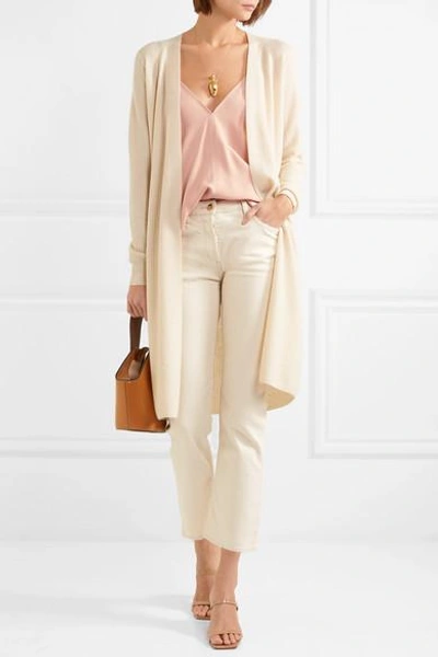 Shop Theory Torina Waffle-knit Cashmere Cardigan In Beige