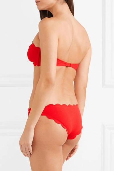 Shop Marysia Antibes Scalloped Bikini Briefs In Red