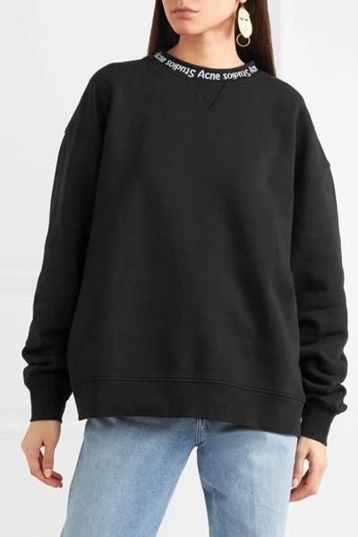 Shop Acne Studios Yana Intarsia-trimmed Cotton-jersey Sweatshirt In Black