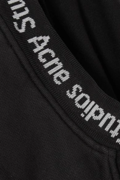 Shop Acne Studios Yana Intarsia-trimmed Cotton-jersey Sweatshirt In Black