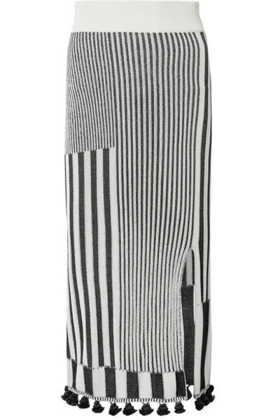 Shop Altuzarra Spire Tasseled Ribbed Stretch-knit Skirt In Black