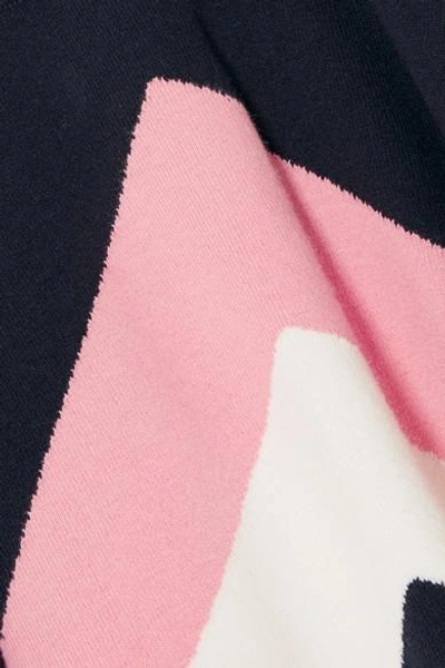 Shop Joostricot Striped Cotton-blend Turtleneck Sweater In Navy
