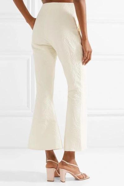 Shop Beaufille Zelus Cotton-blend Jacquard Flared Pants In Cream