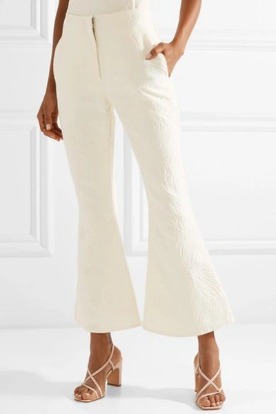 Shop Beaufille Zelus Cotton-blend Jacquard Flared Pants In Cream