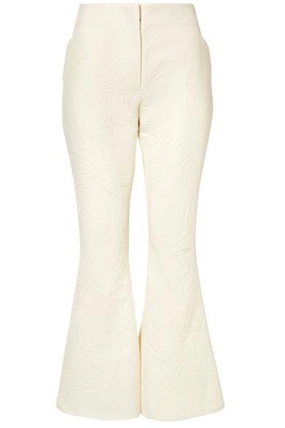 Shop Beaufille Zelus Cotton-blend Jacquard Flared Pants In Cream