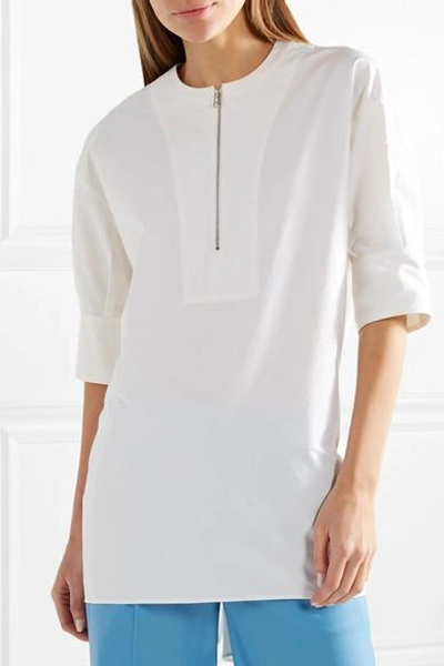 Shop Cedric Charlier Knotted Cotton-poplin Top In White