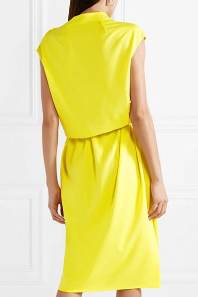 Shop Marc Jacobs Belted Draped Jersey Midi Dress In Yellow
