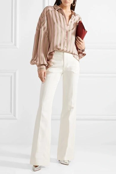 Shop Esteban Cortazar Volume Oversized Striped Satin Shirt In Blush