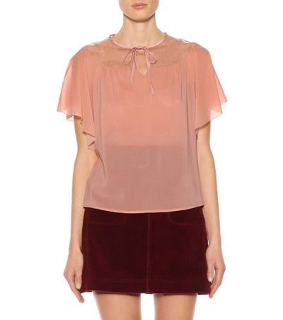 Shop Red Valentino Stretch Silk Top In Pink