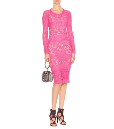 Shop Isabel Marant Youri Crochet Midi Dress In Pink