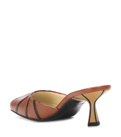 Shop Marni Leather Mules In Brown