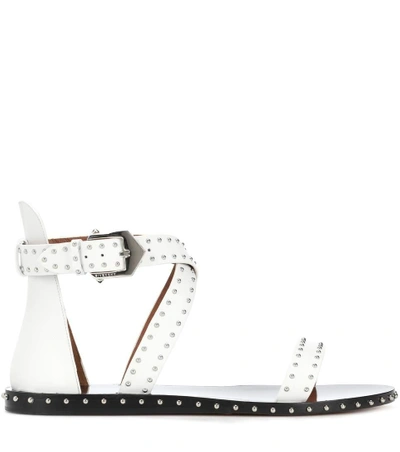 Shop Givenchy Studded Leather Sandals In White