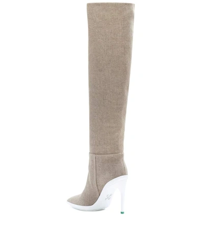 Shop Off-white For Walking Over-the-knee Boots In Beige