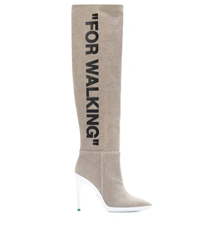 Shop Off-white For Walking Over-the-knee Boots In Beige