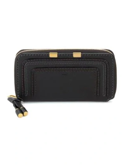 Shop Chloé Women's Marcie Zip-around Leather Wallet In Black