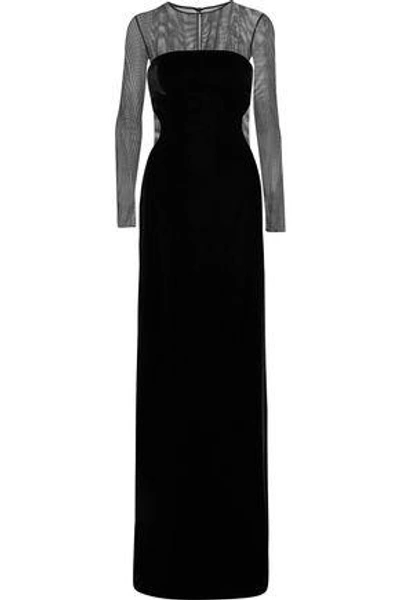 Tom Ford Woman Convertible Cutout Velvet And Tulle Gown Black | ModeSens