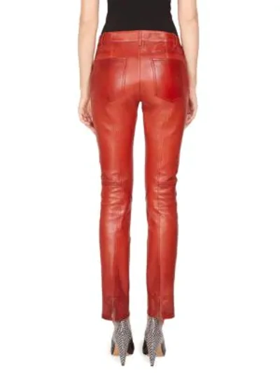 Shop Givenchy Skinny Leather Pants In Orange
