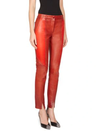 Shop Givenchy Skinny Leather Pants In Orange