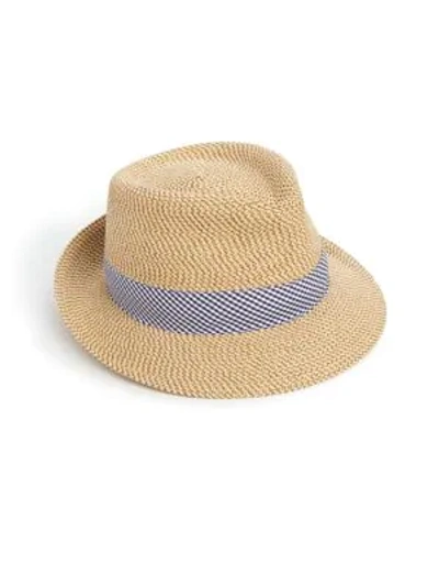 Shop Eric Javits Classic Fedora Hat In Peanut Blue