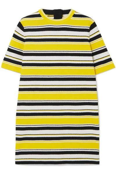 Shop Marc Jacobs Striped Cotton-blend Terry Mini Dress In Yellow