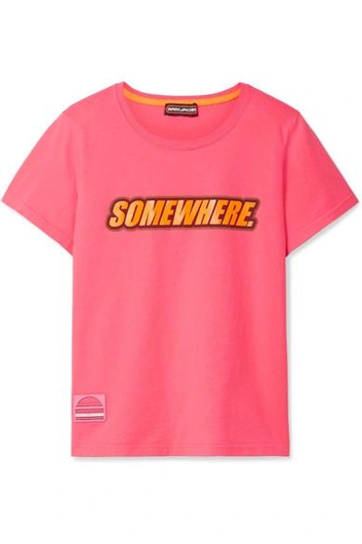 Shop Marc Jacobs Somewhere Printed Cotton-jersey T-shirt In Bright Pink