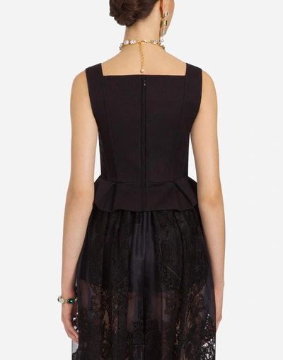 Shop Dolce & Gabbana Stretch Cotton Bustier In Black