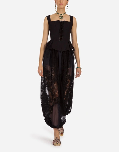 Shop Dolce & Gabbana Stretch Cotton Bustier In Black