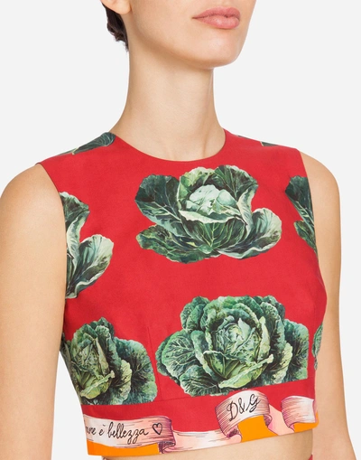 Shop Dolce & Gabbana Printed Cotton Top In Red