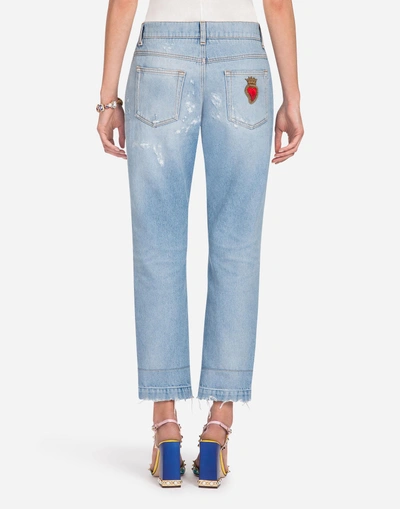 Shop Dolce & Gabbana Boy Fit Jeans In Denim In Blue