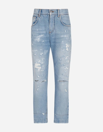 Shop Dolce & Gabbana Boy Fit Jeans In Denim In Blue