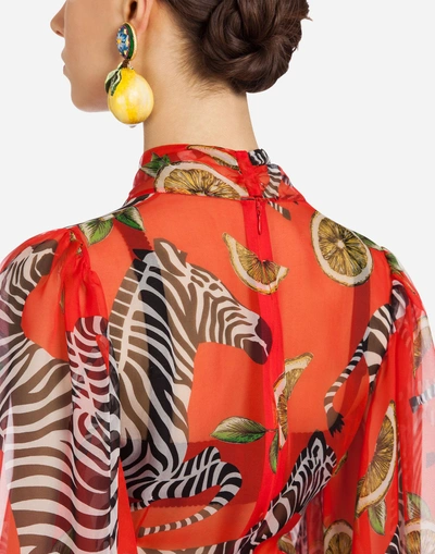 Shop Dolce & Gabbana Printed Silk Jumpsuit In Red