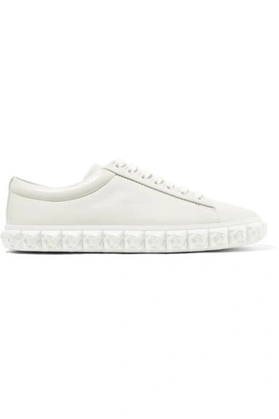 Shop Stuart Weitzman Coverstory Leather Sneakers In White