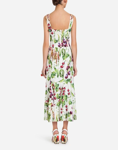 Shop Dolce & Gabbana Printed Cady Dress In Cream